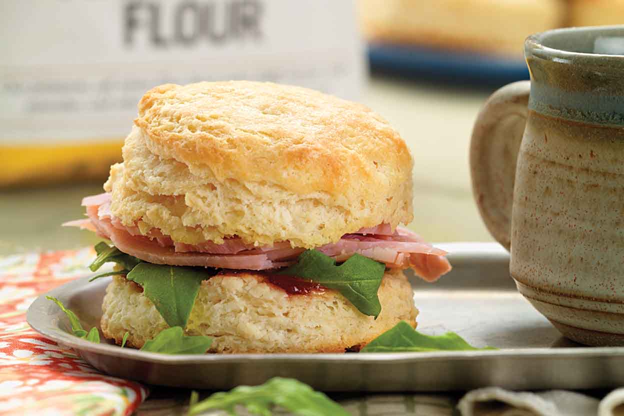 CheddarHam Buttermilk Biscuit Sandwiches Recipe King Arthur Flour
