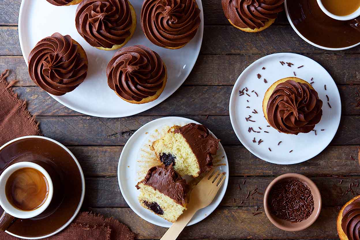 ChocolateFilled Golden Cupcakes Recipe King Arthur Flour
