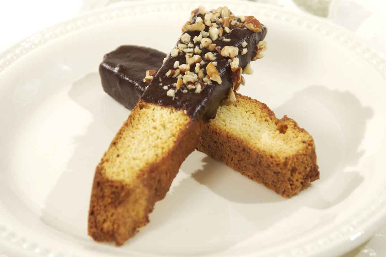 Chocolate Dipped Vanilla Biscotti Recipe King Arthur Flour