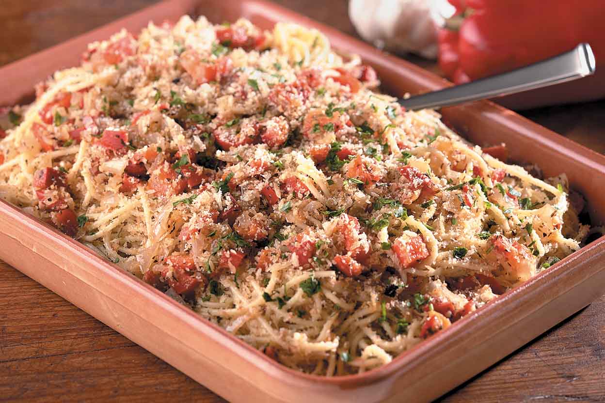 Spaghetti with Panko and Peppers Recipe King Arthur Flour