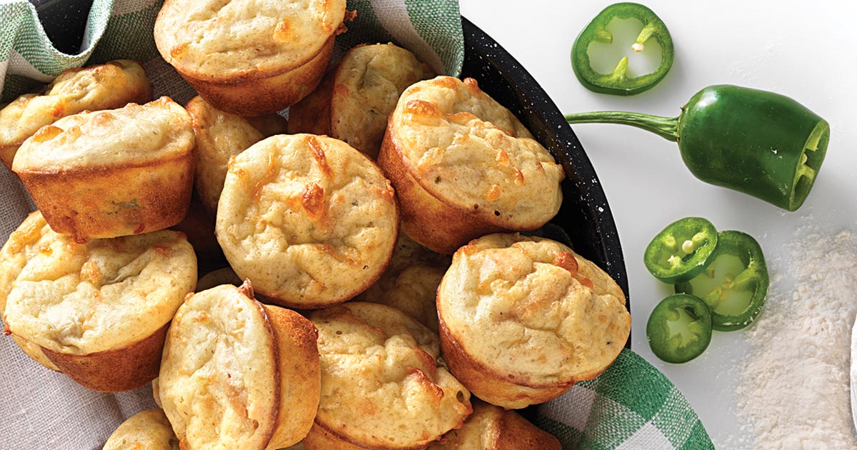 Spicy JalapenoCheddar Mini Muffins Recipe King Arthur Flour