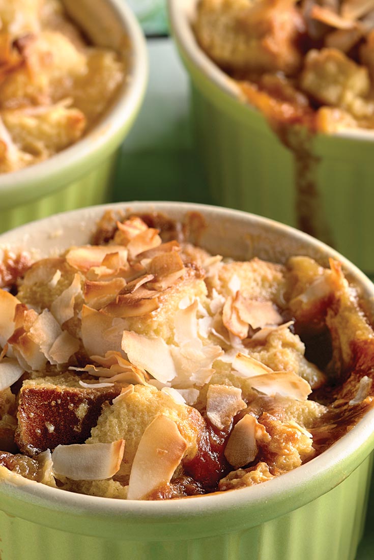 Caramel Bread Pudding with Coconut and Banana Recipe
