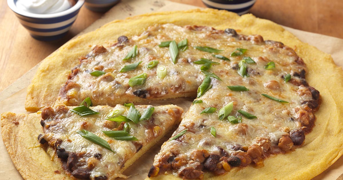 GlutenFree CornmealCrusted Pizza with Chili Recipe King Arthur Flour