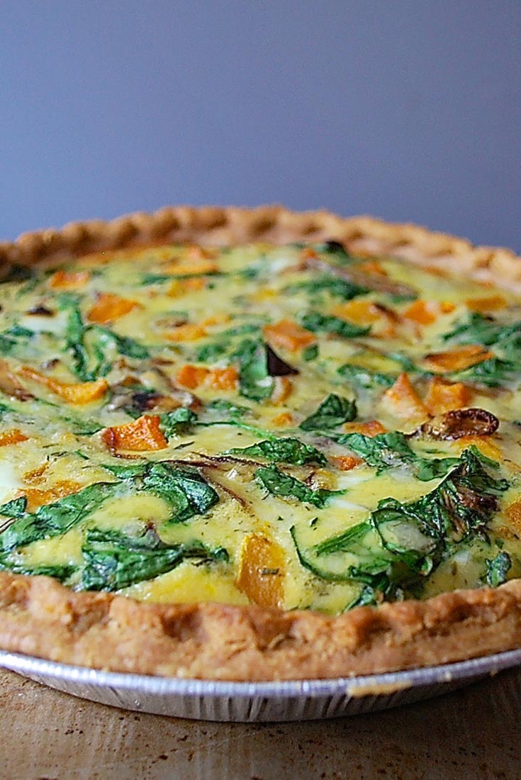 Roasted Butternut Squash & Spinach Quiche Recipe