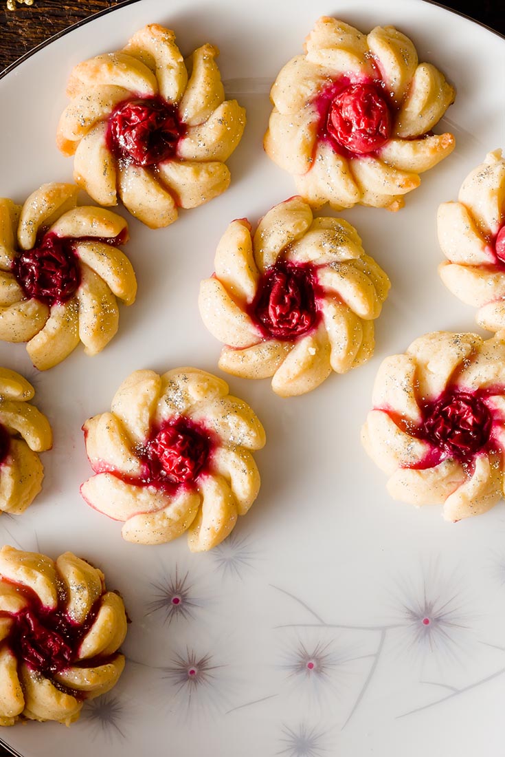 Cherry Vanilla Cream Cheese Spritz Cookies Recipe